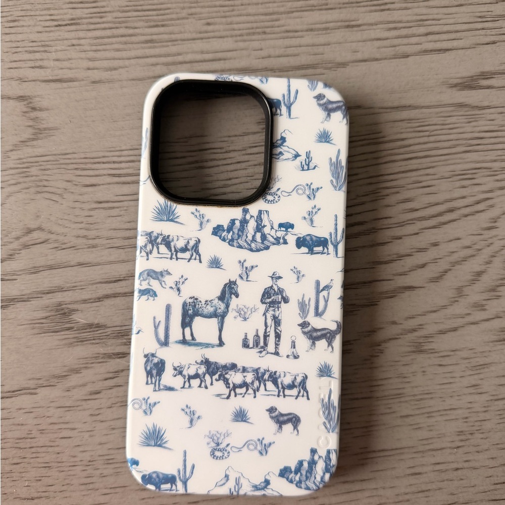 iPhone 14 Pro - Rustic Blue and White Phone Case